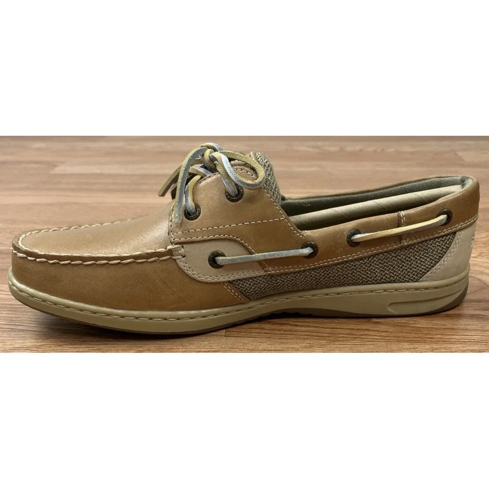 Sperry Women's Bluefish 2 Eye Leather Boat Shoes Linen/Oat Size 12 NEW